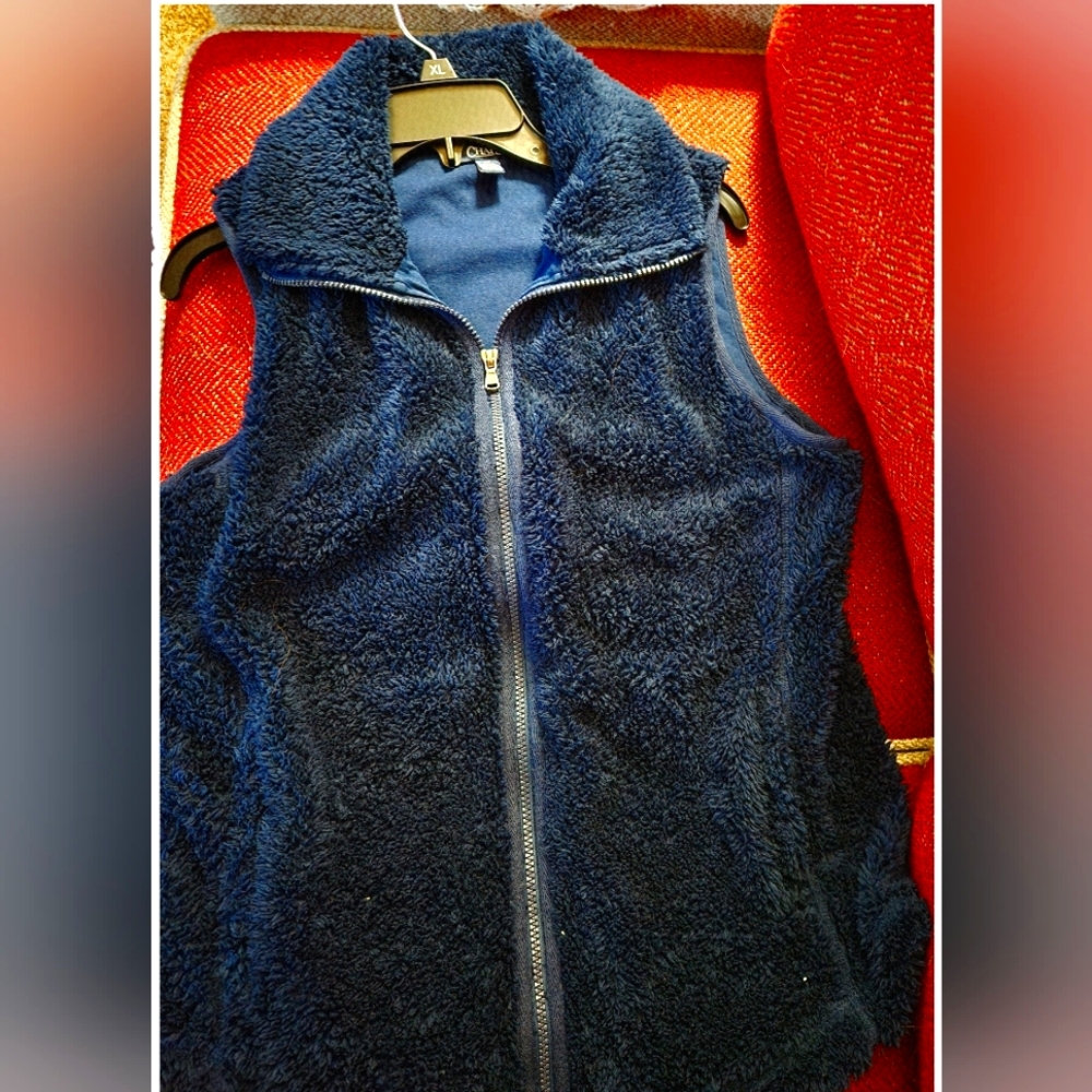 Chaps Dark Blue Fleece Vest Size L